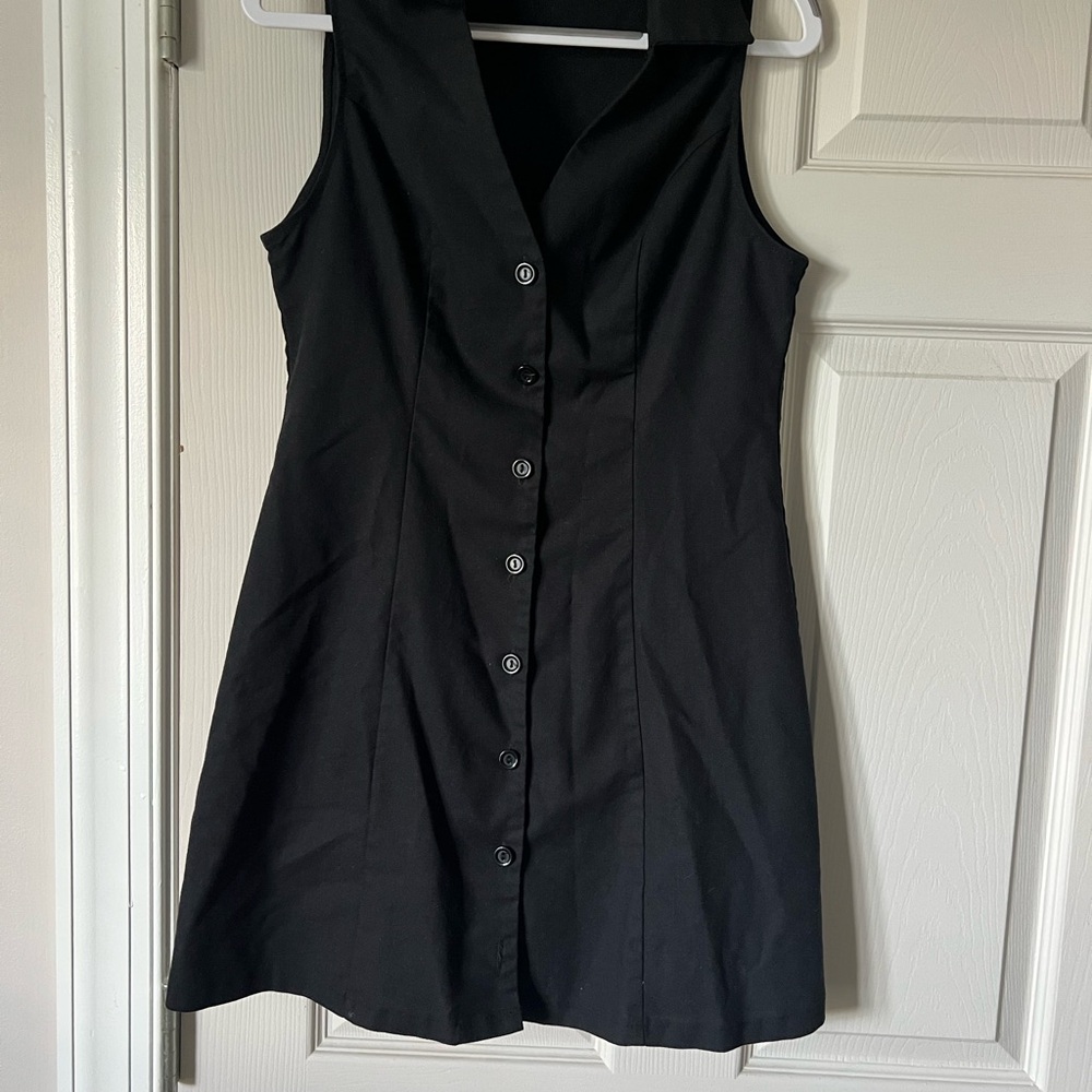 Sleek Black Button-Front Mini Dress